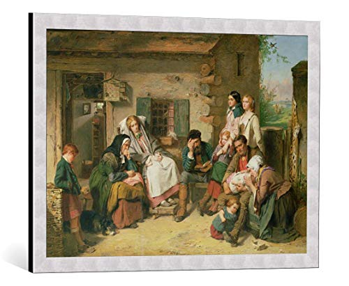 Kunst für Alle Cuadro con Marco: Thomas Faed Scottish Settlers in North America - Impresión artística Decorativa con Marco, 75x55 cm, Plata cepillada