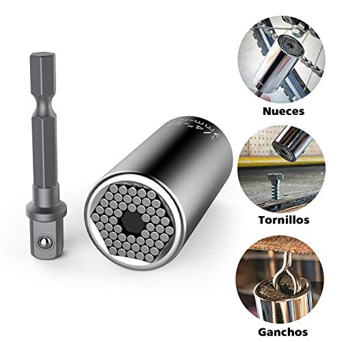 Kusonkey Llave de Tubo Universal, multifucional llave de vaso de acero al cromo vanadio para tuercas 7-19mm, multiusos y robusto kits de herramientas de reparación profesional para Taladro eléctrico