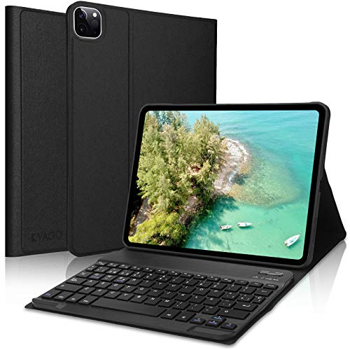 KVAGO Teclado con Funda para iPad Pro 11 2020/2018,Bluetooth Teclado Diseño en Español(Incluyen el ñ) con Inteligente Ultrafino Anti-Scratch Cover Funda para iPad Pro 11 2020/2018,Negro