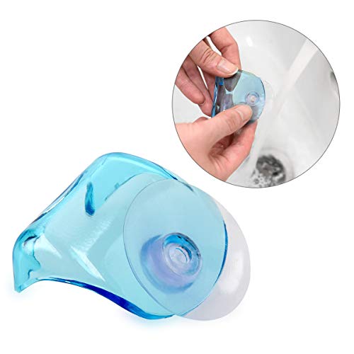 kwmobile 2x Soporte para maquinilla de afeitar con ventosa - Organizador adhesivo para el baño vidrio y azulejos - negro/azul claro/transparente