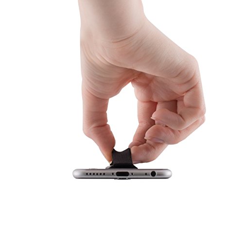 kwmobile Agarre elástico para móvil - Banda de sujeción para Dedos - Correa Trasera Compatible con iPad Samsung Galaxy S6 Sony Xperia etc en Negro