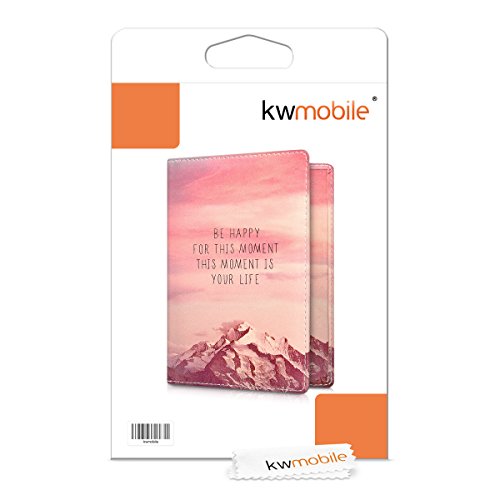 kwmobile Funda para pasaporte de cuero sintético compatible con pasaporte DNI - EStuche con ranuras para tarjetas y Be Happy