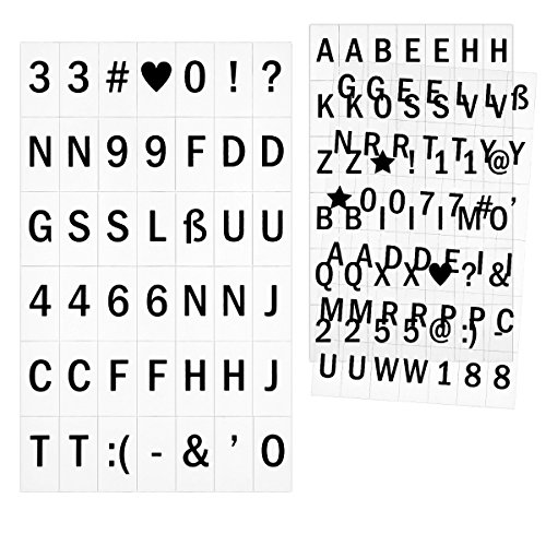 kwmobile Set de Letras para Caja de luz A6-126 símbolos y números - para Caja cinematográfica - Set complementario en Negro