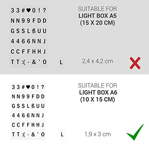 kwmobile Set de Letras para Caja de luz A6-126 símbolos y números - para Caja cinematográfica - Set complementario en Negro
