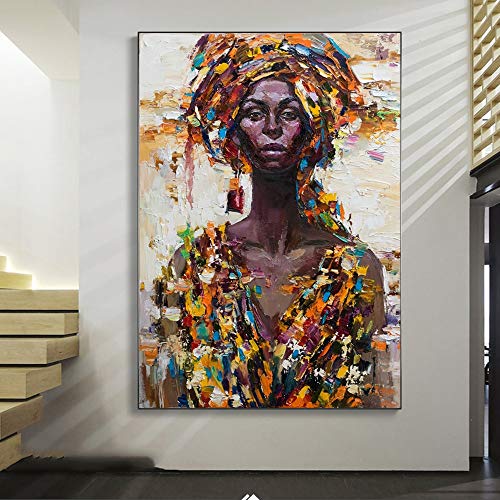 KWzEQ Imprimir en Lienzo Resumen Mujer Africana Sala de Estar HD impresión Lienzo Pintura al óleo decoración del hogar40x50cmPintura sin Marco