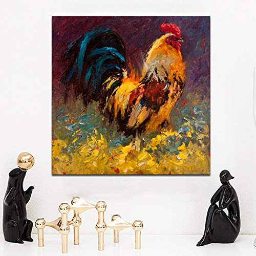 KWzEQ Murales de Pintura al óleo de Gallo, Carteles e Impresiones de la Sala de Estar Dormitorio, Pintura Decorativa de Arte Abstracto Moderno,Pintura sin Marco,60X60cm