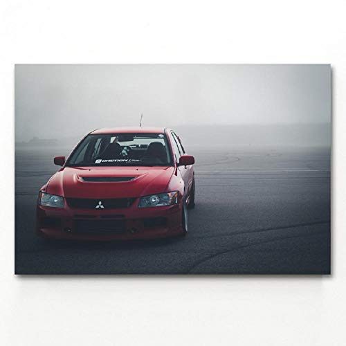KXKY Vehículos Mitsubishi Lancer Evolution VIII Carteles e Impresiones de Coches clásicos Pinturas de Arte en Lienzo para decoración de habitación 20X30 Pulgadas sin Marco