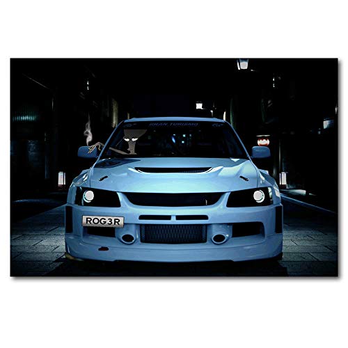 KXKY Vintage Cars Lancer Evolution vehículo Carteles artísticos de Pared Impresiones artísticas en Lienzo Pinturas artísticas para la decoración de la Sala de Estar 20X30 Pulgadas sin Marco