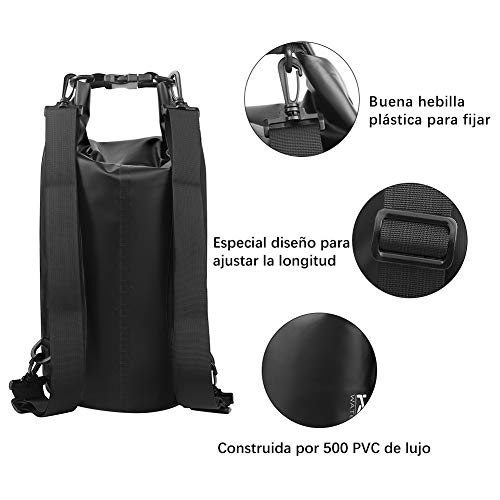 KYG Bolsa Estanca Impermeable 10L Set de Mochila Estanca con Funda de Móvil y Bolsa de Cintura, Bolsa Seca para Playa y Deportes al Aire Kayak Senderismo Esquí Pesca Escalada Camping