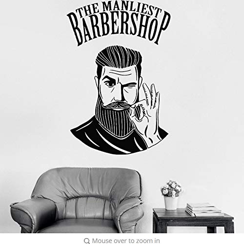 Kyzaa Newly Men Barbershop Sign Pegatinas De Pared Mural Barber Shop Logo Sticker Ventana Poster Decal Decor Vinilo Decorativo Para Peluquería