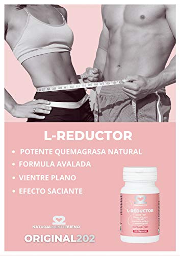 L-REDUCTOR QUEMAGRASA NATURAL para adelgazar barriga muslos y caderas Tratamiento efectivo contribuye a perder peso combate la celulitis y grasa abdominal para mujer y hombre - 30 cápsulas