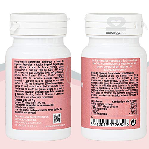 L-REDUCTOR QUEMAGRASA NATURAL para adelgazar barriga muslos y caderas Tratamiento efectivo contribuye a perder peso combate la celulitis y grasa abdominal para mujer y hombre - 30 cápsulas