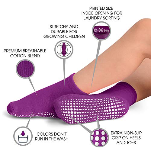 LA Active Calcetines Deportivos Antideslizantes - 6 Pares - Bebé Niño Pequeño Infante Recién Nacido Chicos Chicas Anti Deslizante/Patinazos (Arcoíris, 12-36 Meses)