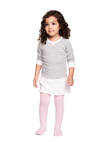 LA Active Polainas Antideslizantes Agarre - 2 Pares - Bebé Niña Infantil Recién Nacido - Algodón de Hilo Tejida (Blanco y Rosa, 2-3 Años)