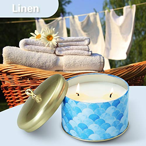 LA BELLEFÉE Velas Perfumadas Grande Arománticas Decorativas Dos Pabilos Aromaterapia 100% Cera de Soja Regalos Cumpleaños San Valentín Navidad Festivales - Lino