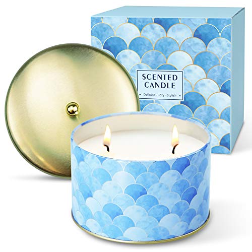 LA BELLEFÉE Velas Perfumadas Grande Arománticas Decorativas Dos Pabilos Aromaterapia 100% Cera de Soja Regalos Cumpleaños San Valentín Navidad Festivales - Lino