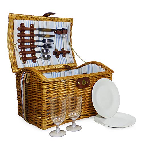 La cesta Newgrove y crema kleenair Picnic manta - 2 personas touslescadeaux bestdeal con descodificación y correa de hombro por bien lanosidad Regalos para Navidad -, madres día, San Valentín, regalos, cumpleaños, hombres, él, papá, ella, mamá, gracias, a