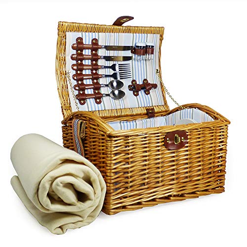 La cesta Newgrove y crema kleenair Picnic manta - 2 personas touslescadeaux bestdeal con descodificación y correa de hombro por bien lanosidad Regalos para Navidad -, madres día, San Valentín, regalos, cumpleaños, hombres, él, papá, ella, mamá, gracias, a