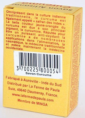 La ferme de Paula - Jabón de cúrcuma, 75 g, producto de comercio justo