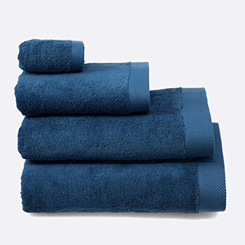 LA MALLORQUINA Toallas Basic LM - Toalla 100% algodón Peinado - Toallas de Baño - Gran Capacidad de absorción y Resistente al Lavado Azul, Toalla Lavabo - 50x100cm