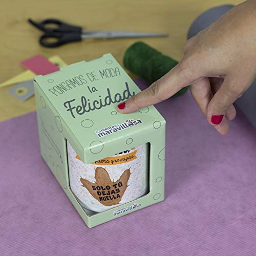 La Mente es Maravillosa - Taza con Frase y dibujo. Regalo original y gracioso (Eres único, donde quiera que vayas solo tú dejas huella) Taza Diseño Huella