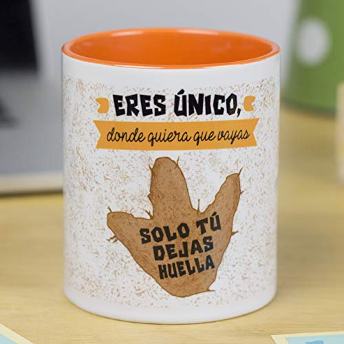 La Mente es Maravillosa - Taza con Frase y dibujo. Regalo original y gracioso (Eres único, donde quiera que vayas solo tú dejas huella) Taza Diseño Huella