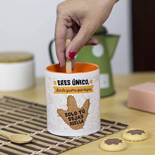 La Mente es Maravillosa - Taza con Frase y dibujo. Regalo original y gracioso (Eres único, donde quiera que vayas solo tú dejas huella) Taza Diseño Huella