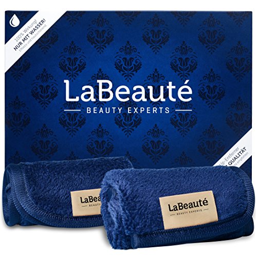 LaBeauté Toalla desmaquillante cara 2 unidades - Limpieza facial y desmaquillante facial - Toalla microfibra lavable y reutilizable - 21x21cm - Azul marino