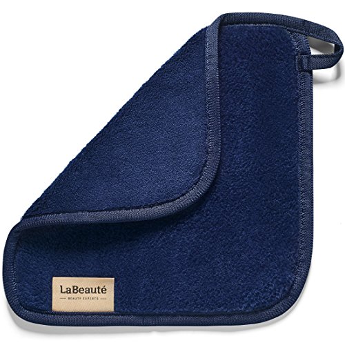 LaBeauté Toalla desmaquillante cara 2 unidades - Limpieza facial y desmaquillante facial - Toalla microfibra lavable y reutilizable - 21x21cm - Azul marino