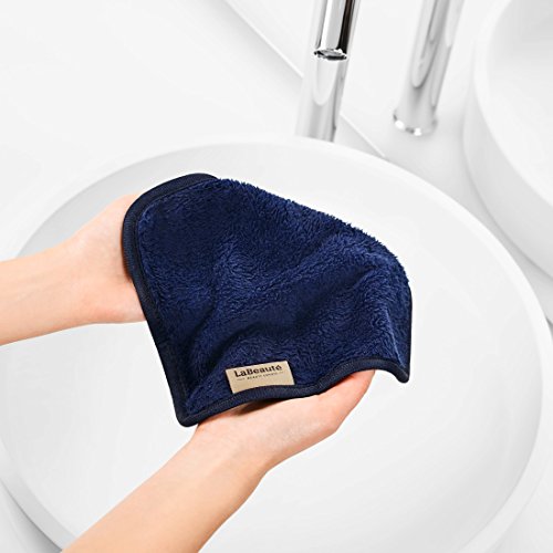 LaBeauté Toalla desmaquillante cara 2 unidades - Limpieza facial y desmaquillante facial - Toalla microfibra lavable y reutilizable - 21x21cm - Azul marino