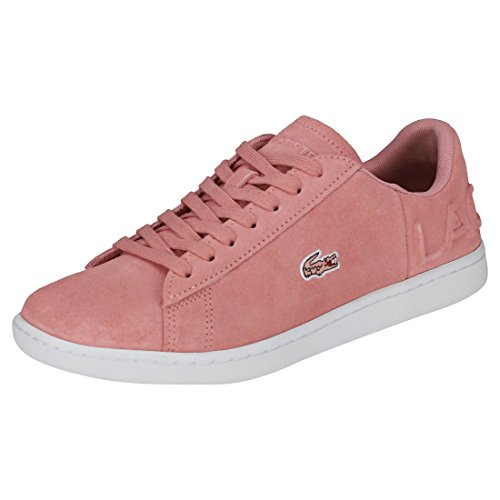 Lacoste Women's Carnaby EVO 318 4 Suede Lace Up Trainer Pink-Pink-4 Size 4