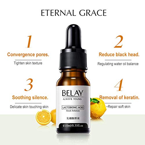 Lactobionic Acid Serum, Wrinkle Face Shrink Care Pores Remove Blackheads 10ML