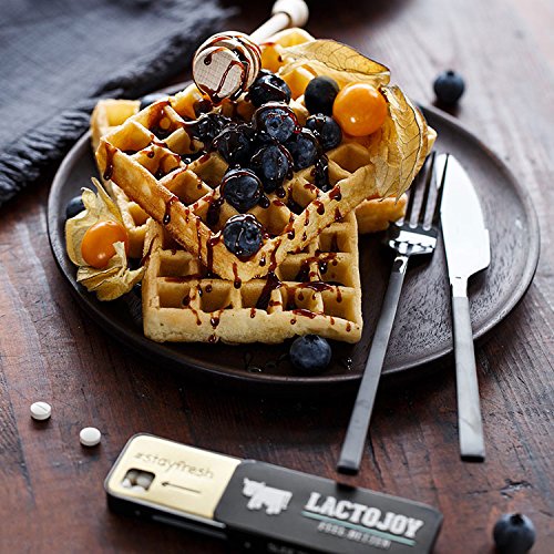 LactoJoy Pastillas de Lactasa 14.500 FCC I Tratamiento de Comprimidos para Intolerancia a la Lactosa I Digestión de la Leche, Queso I Capsulas de Enzimas Digestivas I Vegano I 1 x 80 Caps