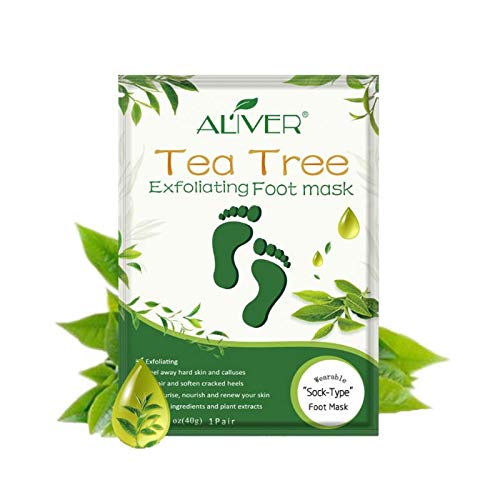 lahomia Hombres Mujeres Soft Foot Peeling Mascarillas Calcetines Exfoliantes Piel Muerta Pies - Árbol del té