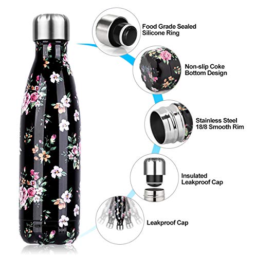 lalafancy Botella de Agua Acero Inoxidable 350ml/500ml/750ml, Aislamiento de Vacío de Doble Pared, Botella Termica de Frío/Caliente para Niños, Deporte, Oficina, Gimnasio, Ciclismo