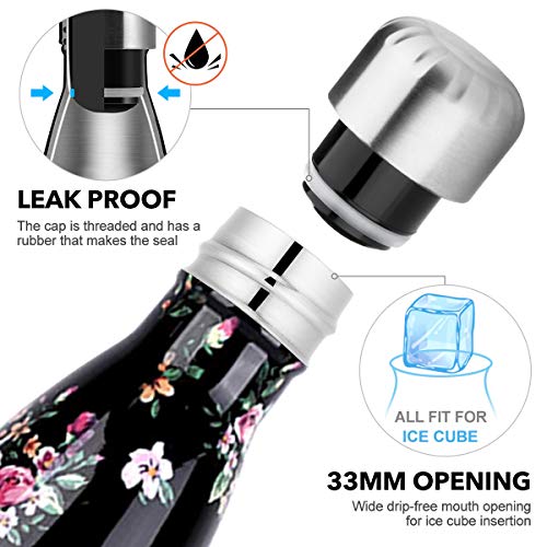 lalafancy Botella de Agua Acero Inoxidable 350ml/500ml/750ml, Aislamiento de Vacío de Doble Pared, Botella Termica de Frío/Caliente para Niños, Deporte, Oficina, Gimnasio, Ciclismo