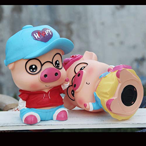 LALAWO Caja de Almacenamiento Moda Linda alcancía con Gafas de Cerdo alcancía de Dibujos Animados Regalo de cumpleaños Resistente al rompimiento Regalo para Enviar niños a Amigos Contenedor de Artic