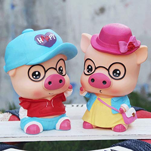 LALAWO Caja de Almacenamiento Moda Linda alcancía con Gafas de Cerdo alcancía de Dibujos Animados Regalo de cumpleaños Resistente al rompimiento Regalo para Enviar niños a Amigos Contenedor de Artic