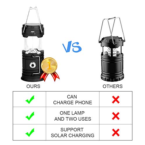 Lámpara de Camping FAGORY Luces Camping Solar Lámpara de Luz LED Exterior Plegable Impermeable, Recargables Bateria Linterna, para acampar, garajes, Pesca, emergencia, cortes de suministro eléctrico