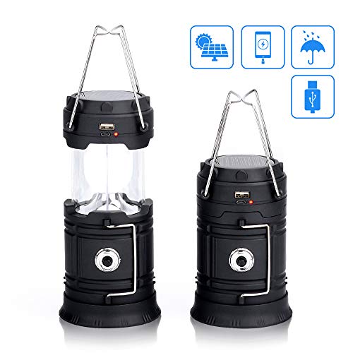 Lámpara de Camping FAGORY Luces Camping Solar Lámpara de Luz LED Exterior Plegable Impermeable, Recargables Bateria Linterna, para acampar, garajes, Pesca, emergencia, cortes de suministro eléctrico