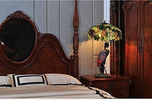 Lámpara De Mesa De Sala De Estar con Grúa Doble Levantada De 20 Pulgadas Vintage Hermosa Lámpara De Mesa Tiffany con Pantalla De Vidrio De