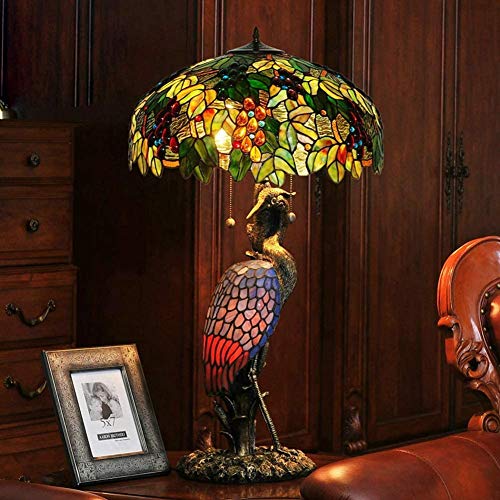 Lámpara De Mesa De Sala De Estar con Grúa Doble Levantada De 20 Pulgadas Vintage Hermosa Lámpara De Mesa Tiffany con Pantalla De Vidrio De