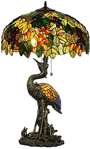 Lámpara De Mesa De Sala De Estar con Grúa Doble Levantada De 20 Pulgadas Vintage Hermosa Lámpara De Mesa Tiffany con Pantalla De Vidrio De