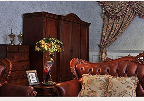 Lámpara De Mesa De Sala De Estar con Grúa Doble Levantada De 20 Pulgadas Vintage Hermosa Lámpara De Mesa Tiffany con Pantalla De Vidrio De