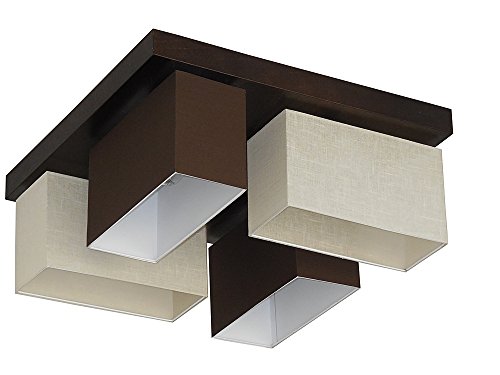 Lámpara de techo de WeRo, diseño de Vitoria 001/L, lámpara de techo pantallas, 4 puntos de luz, madera, plástico, cromo