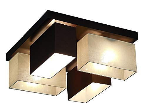 Lámpara de techo de WeRo, diseño de Vitoria 001/L, lámpara de techo pantallas, 4 puntos de luz, madera, plástico, cromo