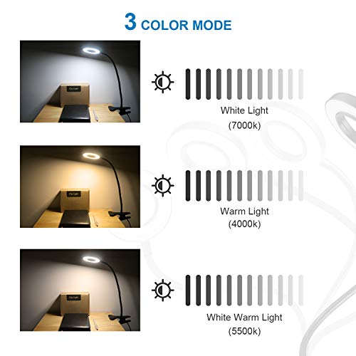 Lámpara-Led-Escritorio con Pinza Flexo, TASMOR Luz Lectura 40 Led 3 Modos Cuidado Ocular, Flexo Escritorio Brazo 360° Flexible, Brillo Ajustable Alimentación USB para Lectura, Estudio y Trabajo(8 W)