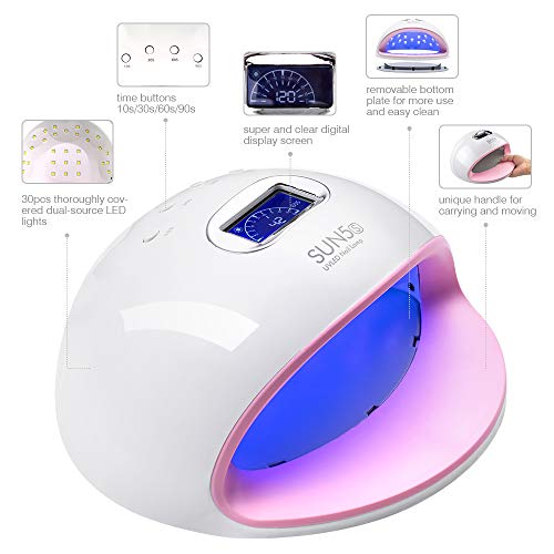 Lampara LED Uñas, Queenmew 72W Secadores de Uñas de UV Gel Esmalte, Luz Máquina Utensilios para Manicura/Pedicura de Profesionales de Salón, 4 Temporizador y Sensor Automático de Infrarrojos