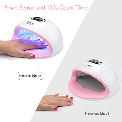 Lampara LED Uñas, Queenmew 72W Secadores de Uñas de UV Gel Esmalte, Luz Máquina Utensilios para Manicura/Pedicura de Profesionales de Salón, 4 Temporizador y Sensor Automático de Infrarrojos