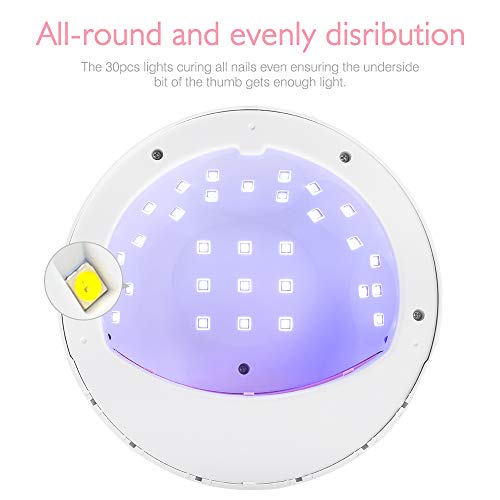 Lampara LED Uñas, Queenmew 72W Secadores de Uñas de UV Gel Esmalte, Luz Máquina Utensilios para Manicura/Pedicura de Profesionales de Salón, 4 Temporizador y Sensor Automático de Infrarrojos